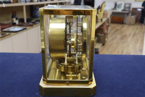 A Jaegar Le Coultre gilt brass Atmos clock height 24cm